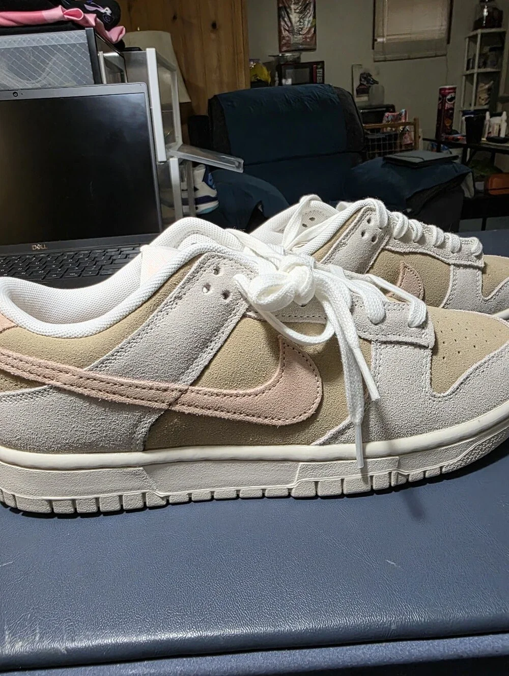 Nike Dunk Low Sneakers in Beige and White Size 10w/8.5m, New.